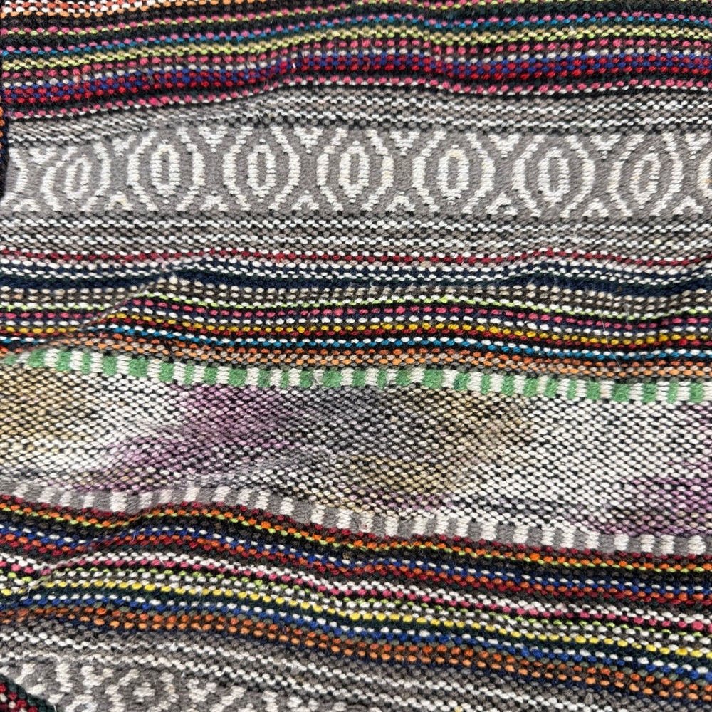 Multi Color Woven Cotton Striped Hobo Crossbody Bag Magnetic Snap Closure - Picture 2 of 4